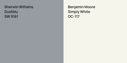 SW 9161 Dustblu vs OC-117 Simply White