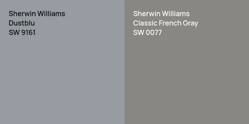 SW 9161 Dustblu vs SW 0077 Classic French Gray