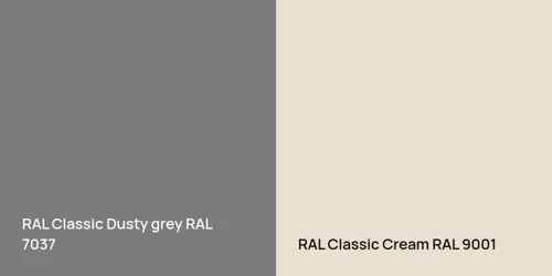 RAL 7037  Dusty grey vs RAL 9001  Cream