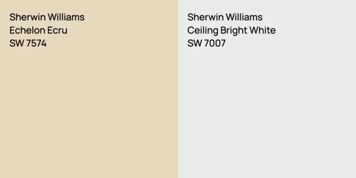 SW 7574 Echelon Ecru vs SW 7007 Ceiling Bright White