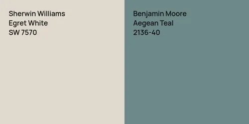 SW 7570 Egret White vs 2136-40 Aegean Teal