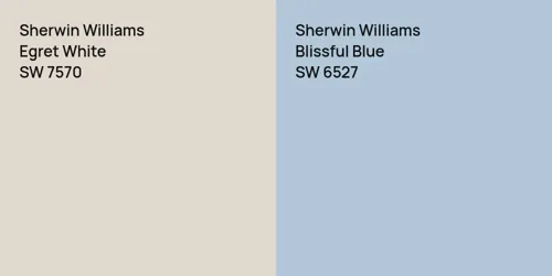 SW 7570 Egret White vs SW 6527 Blissful Blue