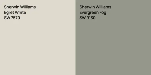 SW 7570 Egret White vs SW 9130 Evergreen Fog