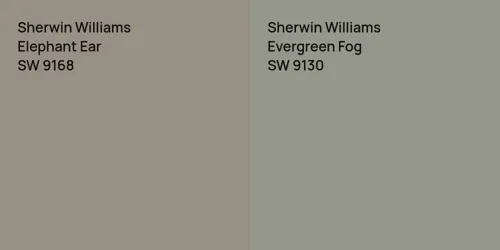 SW 9168 Elephant Ear vs SW 9130 Evergreen Fog