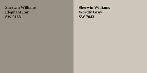 SW 9168 Elephant Ear vs SW 7043 Wordly Gray