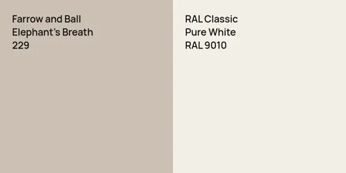 229 Elephant's Breath vs RAL 9010 Pure White