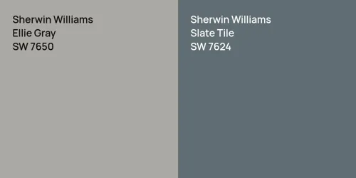 SW 7650 Ellie Gray vs SW 7624 Slate Tile