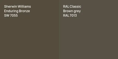 SW 7055 Enduring Bronze vs RAL 7013  Brown grey