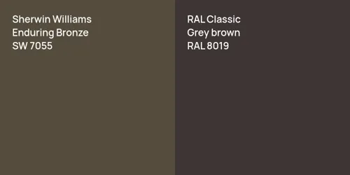 SW 7055 Enduring Bronze vs RAL 8019  Grey brown