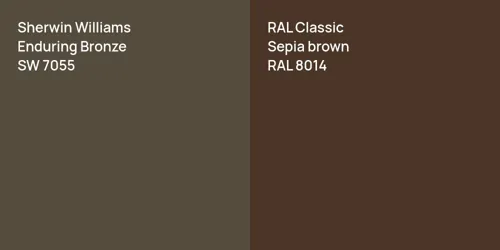 SW 7055 Enduring Bronze vs RAL 8014  Sepia brown