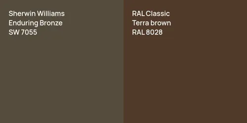 SW 7055 Enduring Bronze vs RAL 8028  Terra brown