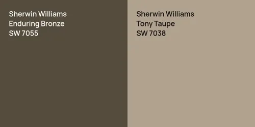 SW 7055 Enduring Bronze vs SW 7038 Tony Taupe