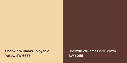 SW 6666 Enjoyable Yellow vs SW 6055 Fiery Brown