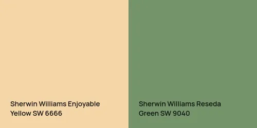 SW 6666 Enjoyable Yellow vs SW 9040 Reseda Green