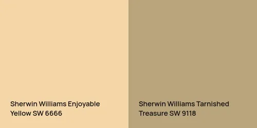 SW 6666 Enjoyable Yellow vs SW 9118 Tarnished Treasure