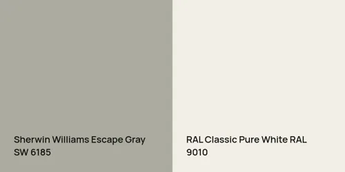 SW 6185 Escape Gray vs RAL 9010 Pure White