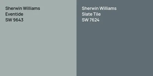 SW 9643 Eventide vs SW 7624 Slate Tile