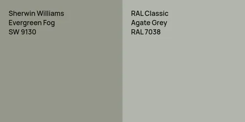 SW 9130 Evergreen Fog vs RAL 7038 Agate Grey