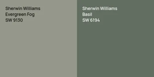 SW 9130 Evergreen Fog vs SW 6194 Basil