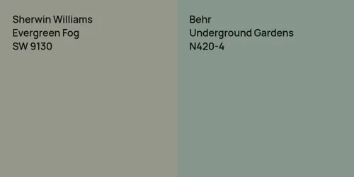 SW 9130 Evergreen Fog vs N420-4 Underground Gardens