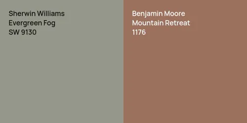 SW 9130 Evergreen Fog vs 1176 Mountain Retreat