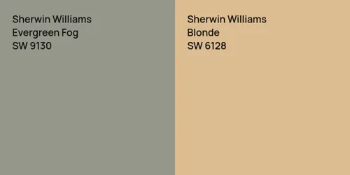 SW 9130 Evergreen Fog vs SW 6128 Blonde