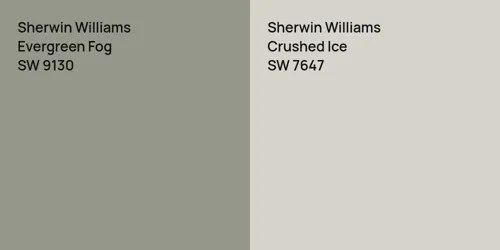 SW 9130 Evergreen Fog vs SW 7647 Crushed Ice