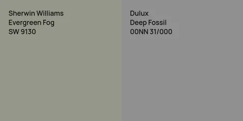 SW 9130 Evergreen Fog vs 00NN 31/000 Deep Fossil