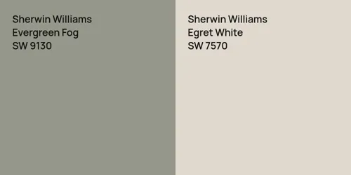 SW 9130 Evergreen Fog vs SW 7570 Egret White