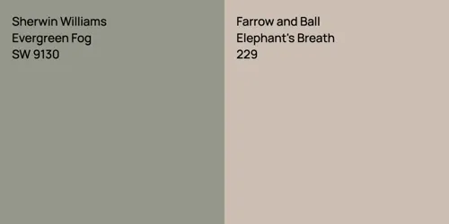 SW 9130 Evergreen Fog vs 229 Elephant's Breath