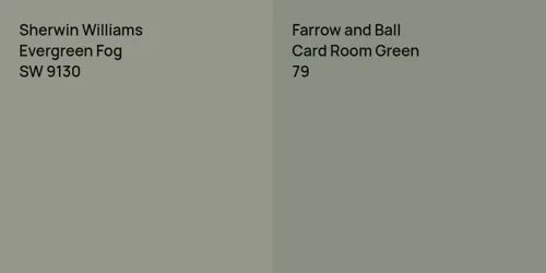 SW 9130 Evergreen Fog vs 79 Card Room Green