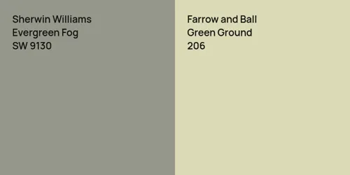 SW 9130 Evergreen Fog vs 206 Green Ground