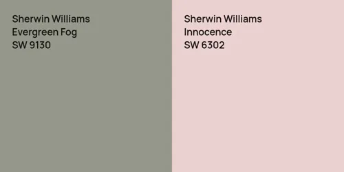 SW 9130 Evergreen Fog vs SW 6302 Innocence