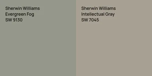 SW 9130 Evergreen Fog vs SW 7045 Intellectual Gray