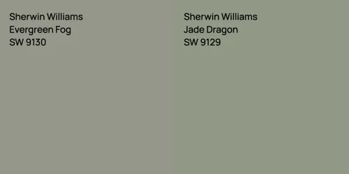 SW 9130 Evergreen Fog vs SW 9129 Jade Dragon