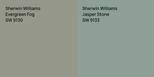 SW 9130 Evergreen Fog vs SW 9133 Jasper Stone