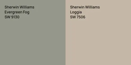 SW 9130 Evergreen Fog vs SW 7506 Loggia