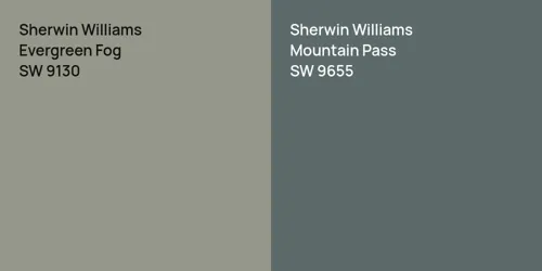 SW 9130 Evergreen Fog vs SW 9655 Mountain Pass