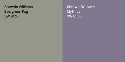 SW 9130 Evergreen Fog vs SW 6550 Mythical