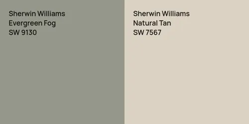 SW 9130 Evergreen Fog vs SW 7567 Natural Tan