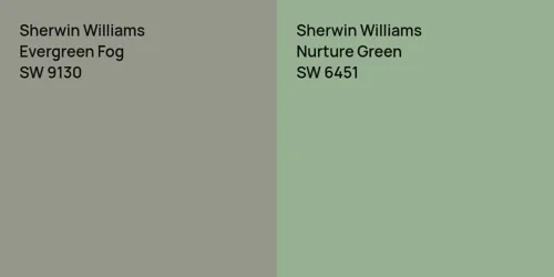 SW 9130 Evergreen Fog vs SW 6451 Nurture Green