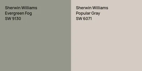 SW 9130 Evergreen Fog vs SW 6071 Popular Gray