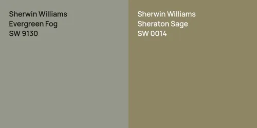 SW 9130 Evergreen Fog vs SW 0014 Sheraton Sage