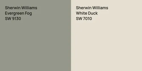 SW 9130 Evergreen Fog vs SW 7010 White Duck