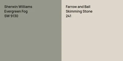 SW 9130 Evergreen Fog vs 241 Skimming Stone