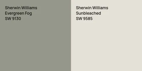 SW 9130 Evergreen Fog vs SW 9585 Sunbleached