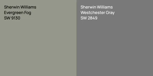 SW 9130 Evergreen Fog vs SW 2849 Westchester Gray