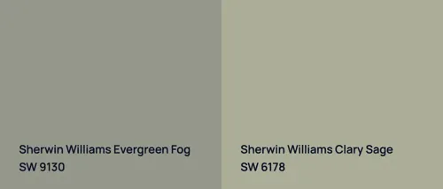 SW 9130 Evergreen Fog vs SW 6178 Clary Sage