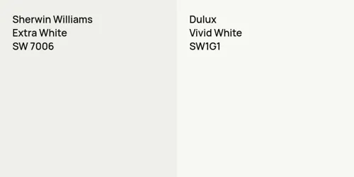 SW 7006 Extra White vs SW1G1 Vivid White