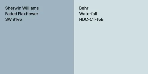 SW 9146 Faded Flaxflower vs HDC-CT-16B Waterfall